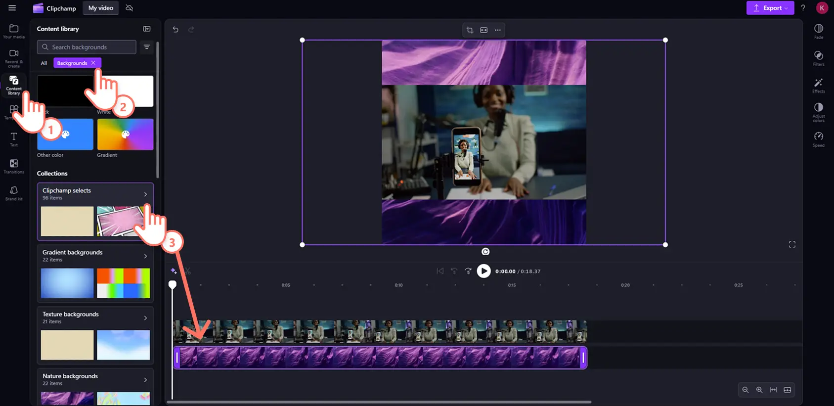 11slyvahelnssrynmku11r Clipchamp'da Instagram için letterboxed YouTube videosuna arka plan ekleyen bir kullanıcı.