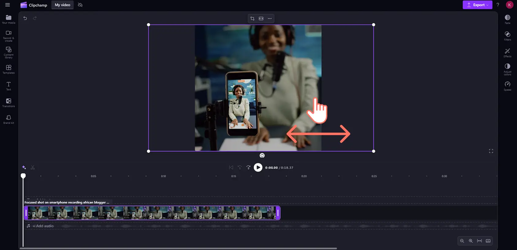 4k9mghqjyt0fvddck3hitv YouTube videolarının konumunu Clipchamp yeni en boy oranıyla eşleşecek şekilde yeniden ayarlayan bir kullanıcı.