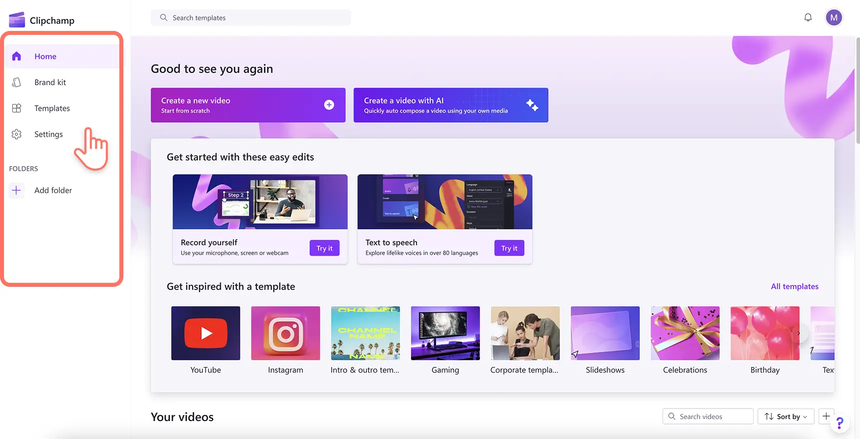 3i9wsajhwo6gjaxrotgoxu Clipchamp uygulamasının ana sayfasına giden kullanıcı