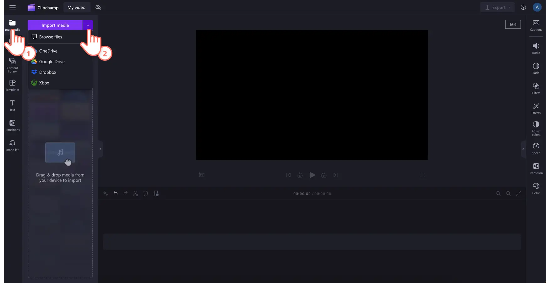 Clipchamp'e bir MOV video yükleyen bir kullanıcının görüntüsü