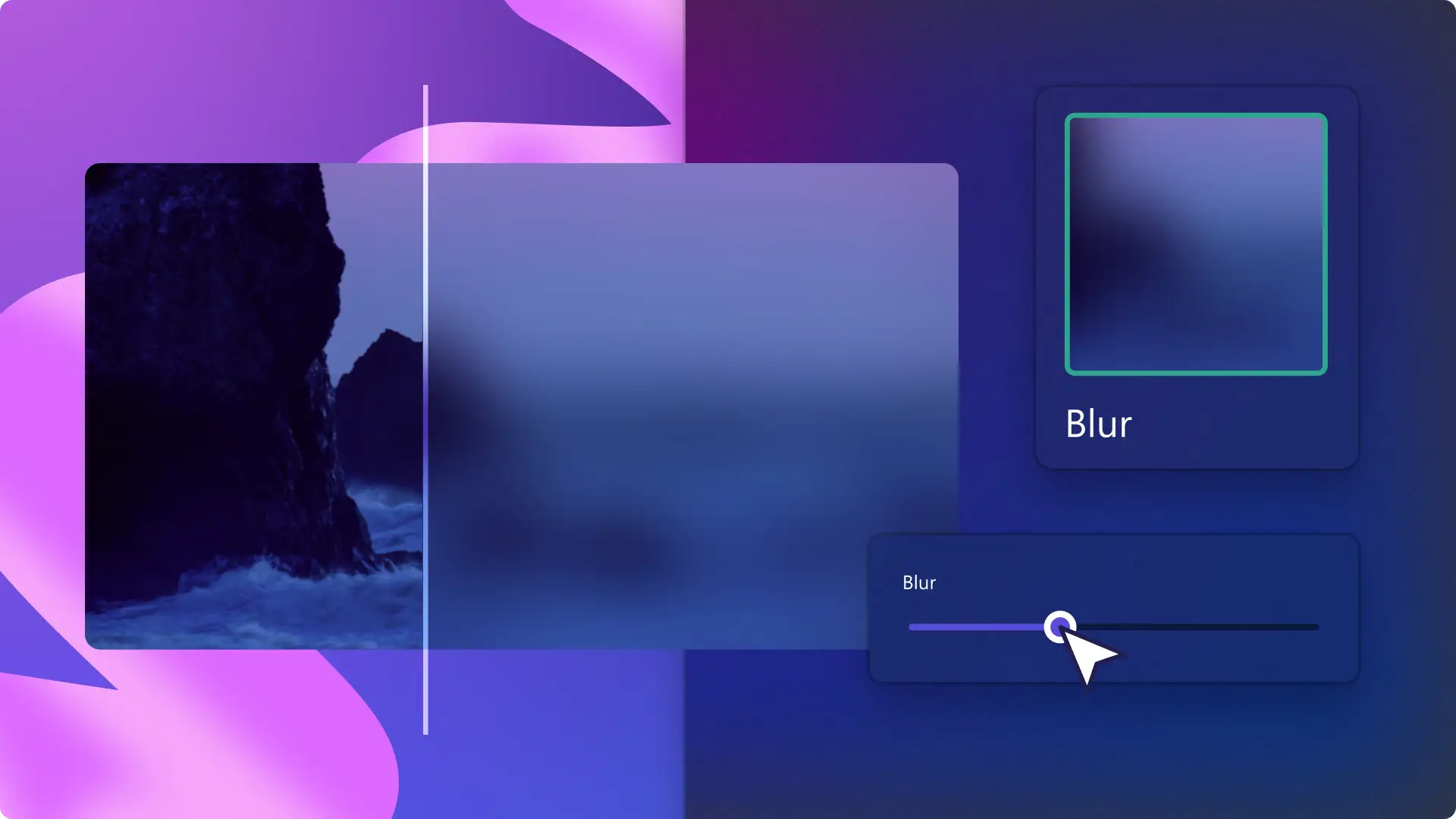 Clipchamp’teki bulanıklaştırma efektinin resmi.