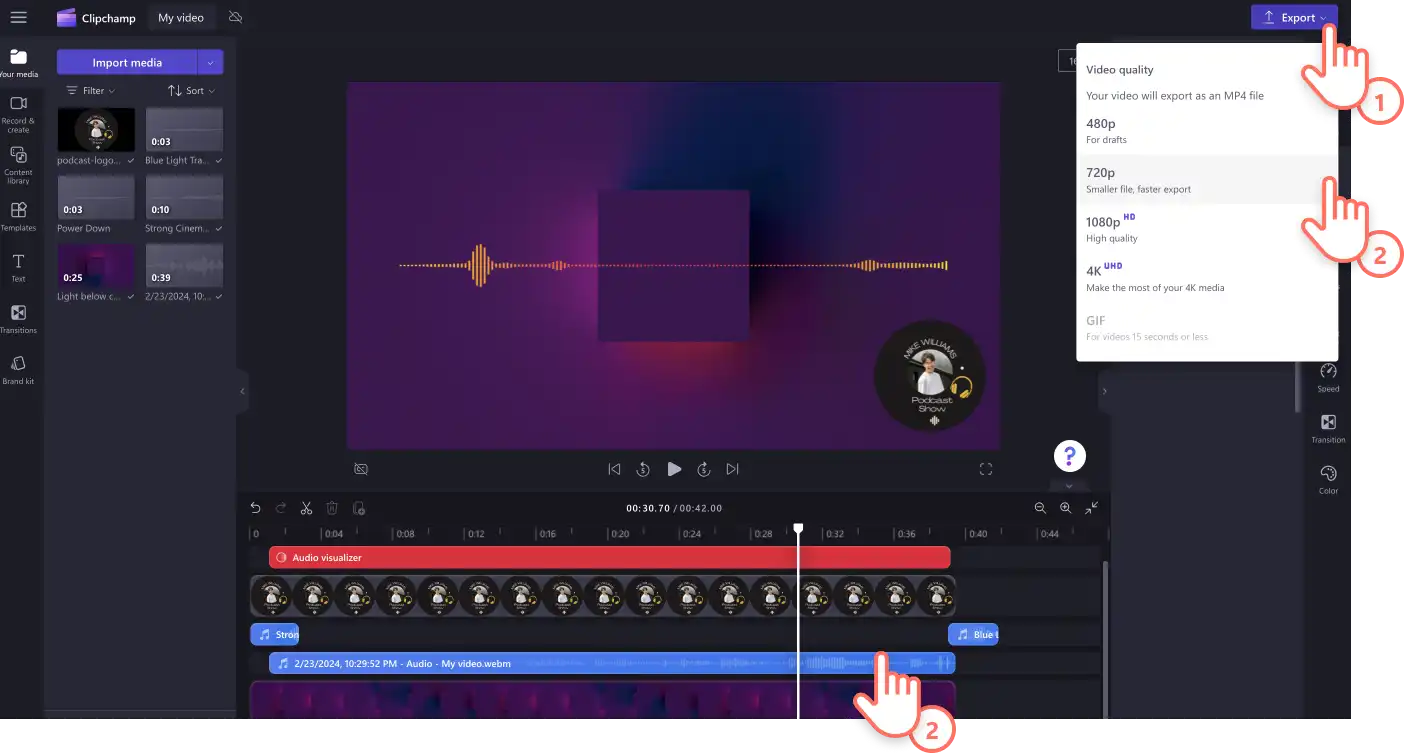 Pod yayını videosunu kaydeden bir kullanıcının resmi.