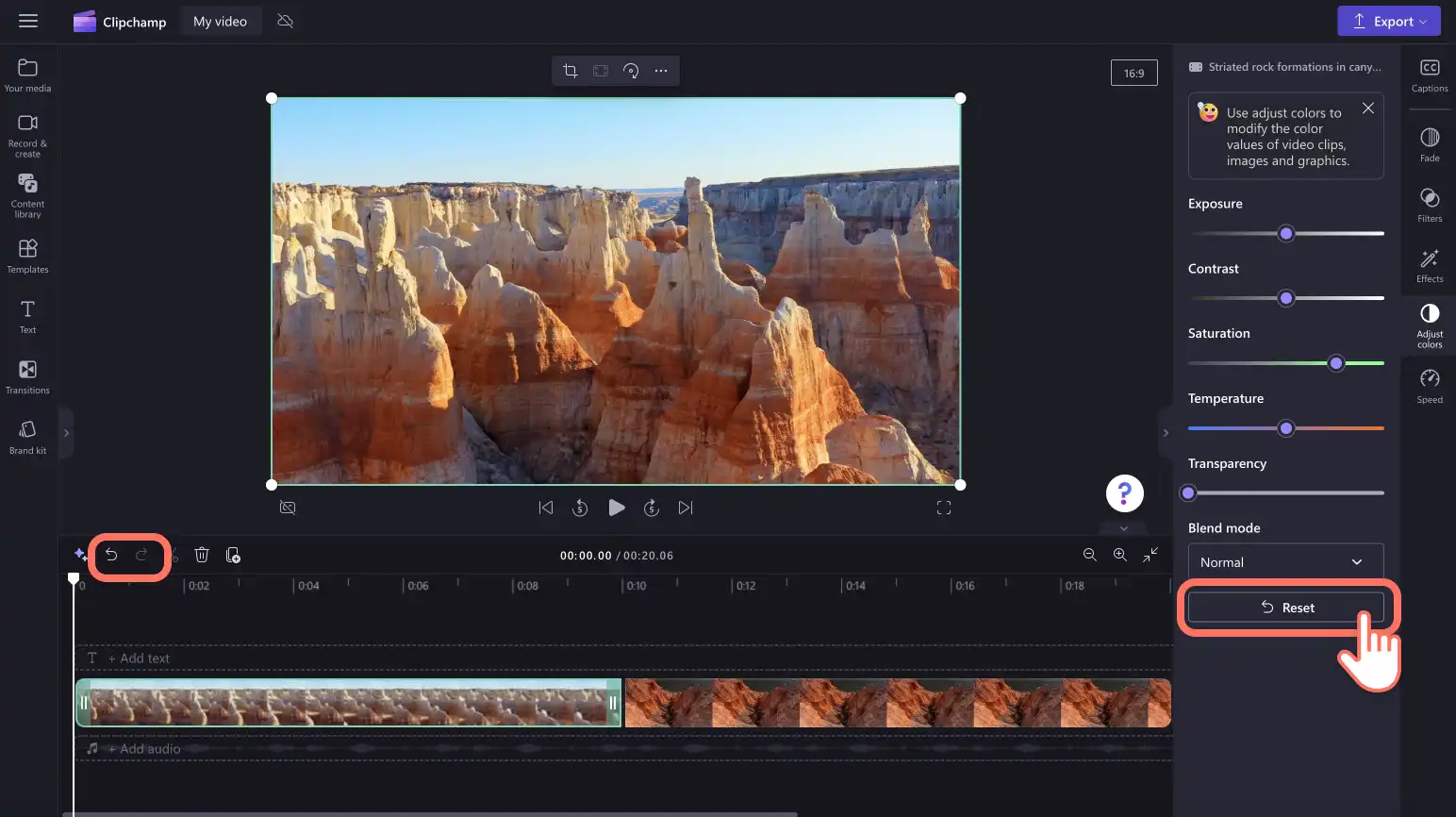 2048-41 Video kalitesi ayarlarını sıfırlayan bir kullanıcının resmi.