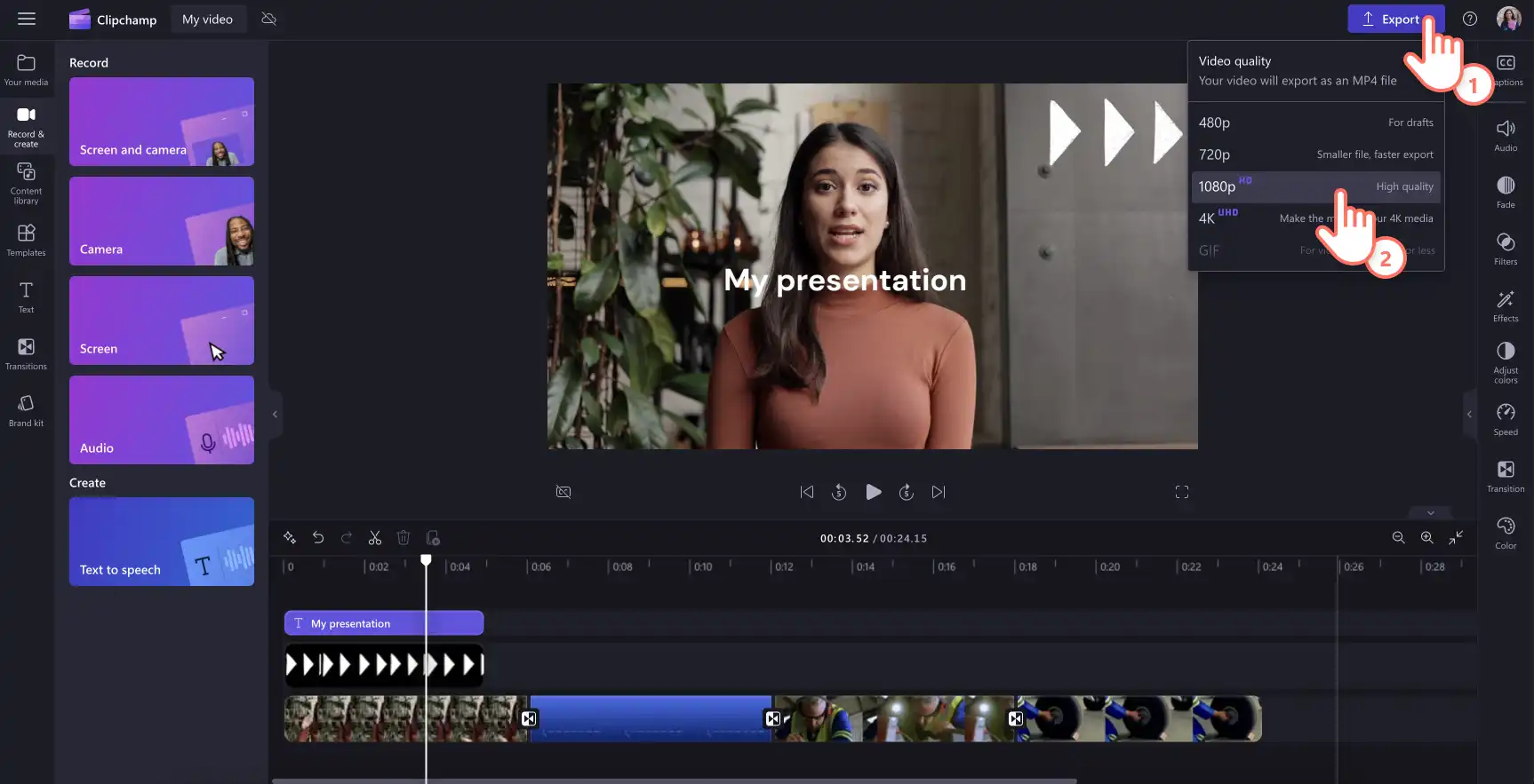 2048-53 Bir videoyu 1080p çözünürlükte kaydeden bir kullanıcının resmi.