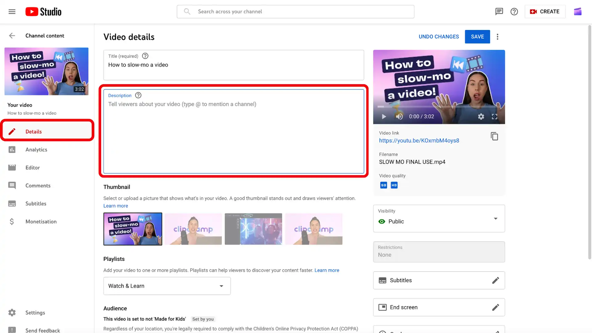 YouTube açıklamaları için ana kılavuz